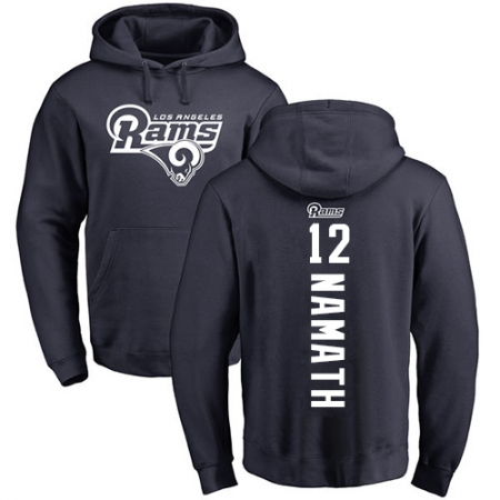 NFL Nike Los Angeles Rams #12 Joe Namath Navy Blue Backer Pullover Hoodie