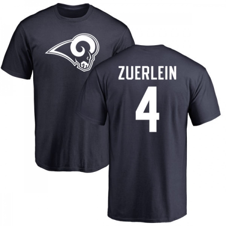 NFL Nike Los Angeles Rams #4 Greg Zuerlein Navy Blue Name & Number Logo T-Shirt