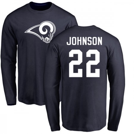 NFL Nike Los Angeles Rams #22 Trumaine Johnson Navy Blue Name & Number Logo Long Sleeve T-Shirt