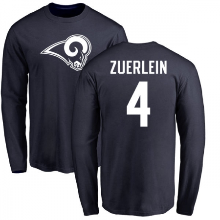 NFL Nike Los Angeles Rams #4 Greg Zuerlein Navy Blue Name & Number Logo Long Sleeve T-Shirt
