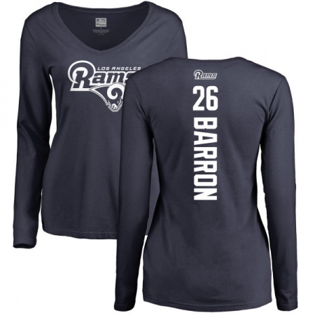NFL Women's Nike Los Angeles Rams #26 Mark Barron Navy Blue Backer Slim Fit Long Sleeve T-Shirt