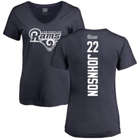 NFL Women's Nike Los Angeles Rams #22 Trumaine Johnson Navy Blue Backer T-Shirt