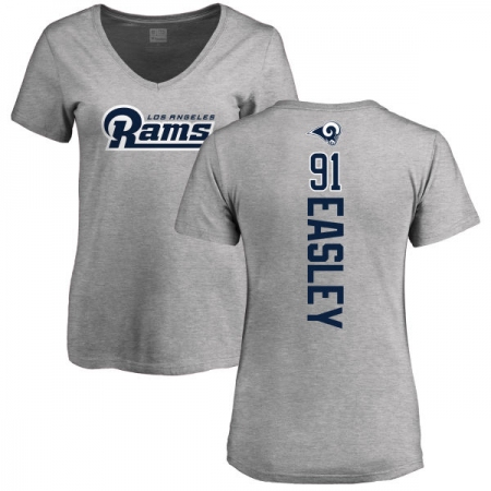 NFL Women's Nike Los Angeles Rams #91 Dominique Easley Ash Backer V-Neck T-Shirt