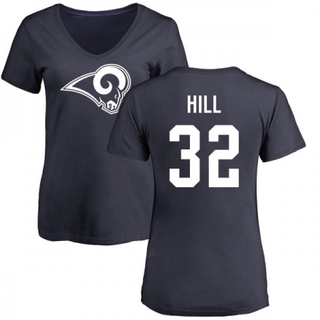 NFL Women's Nike Los Angeles Rams #32 Troy Hill Navy Blue Name & Number Logo Slim Fit T-Shirt