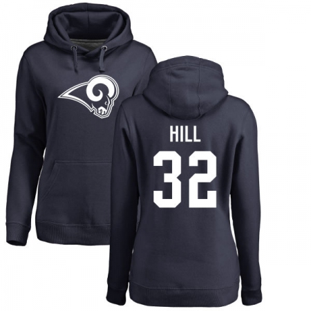 NFL Women's Nike Los Angeles Rams #32 Troy Hill Navy Blue Name & Number Logo Pullover Hoodie