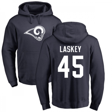 NFL Nike Los Angeles Rams #45 Zach Laskey Navy Blue Name & Number Logo Pullover Hoodie