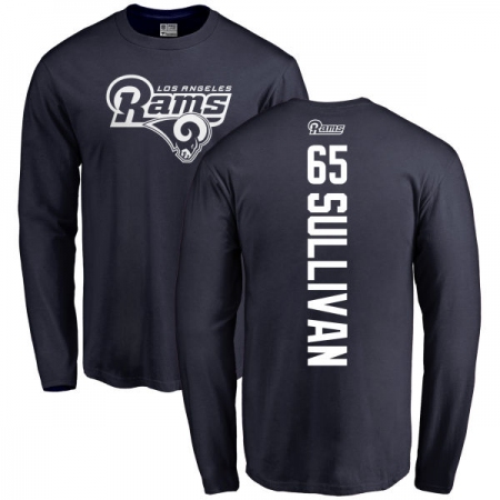 NFL Nike Los Angeles Rams #65 John Sullivan Navy Blue Backer Long Sleeve T-Shirt
