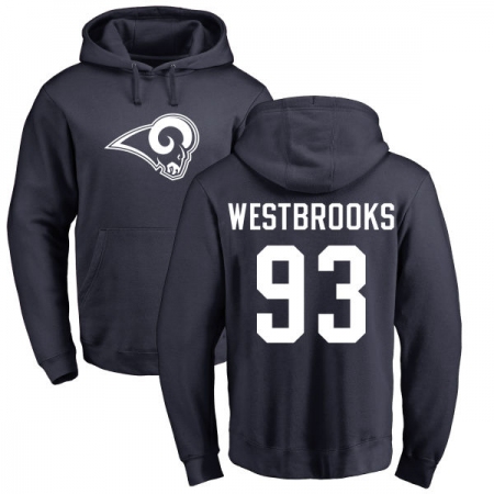 NFL Nike Los Angeles Rams #93 Ethan Westbrooks Navy Blue Name & Number Logo Pullover Hoodie