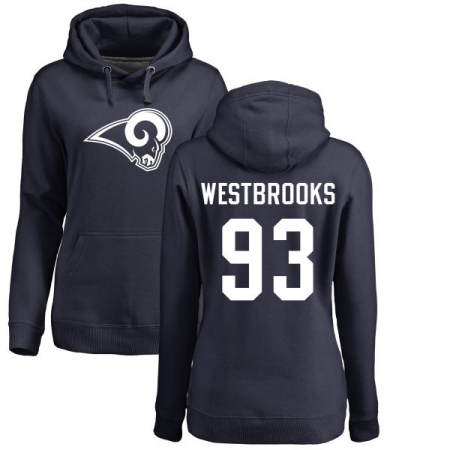 NFL Women's Nike Los Angeles Rams #93 Ethan Westbrooks Navy Blue Name & Number Logo Pullover Hoodie