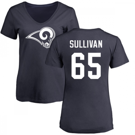 NFL Women's Nike Los Angeles Rams #65 John Sullivan Navy Blue Name & Number Logo Slim Fit T-Shirt