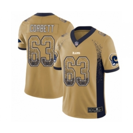 Men's Los Angeles Rams #63 Austin Corbett Limited Gold Rush Drift Fashion Football Jersey