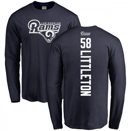 NFL Nike Los Angeles Rams #58 Cory Littleton Navy Blue Backer Long Sleeve T-Shirt