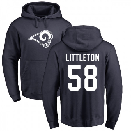 NFL Nike Los Angeles Rams #58 Cory Littleton Navy Blue Name & Number Logo Pullover Hoodie