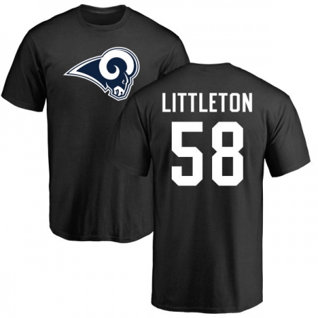NFL Nike Los Angeles Rams #58 Cory Littleton Black Name & Number Logo T-Shirt