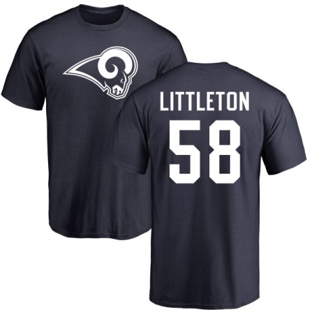 NFL Nike Los Angeles Rams #58 Cory Littleton Navy Blue Name & Number Logo T-Shirt