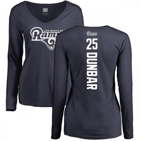 NFL Women's Nike Los Angeles Rams #25 Lance Dunbar Navy Blue Backer Slim Fit Long Sleeve T-Shirt
