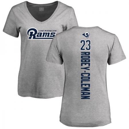 NFL Women's Nike Los Angeles Rams #23 Nickell Robey-Coleman Ash Backer V-Neck T-Shirt