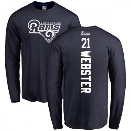 NFL Nike Los Angeles Rams #21 Kayvon Webster Navy Blue Backer Long Sleeve T-Shirt