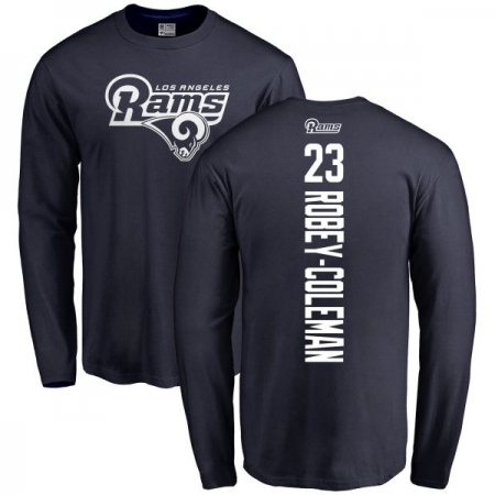 NFL Nike Los Angeles Rams #23 Nickell Robey-Coleman Navy Blue Backer Long Sleeve T-Shirt
