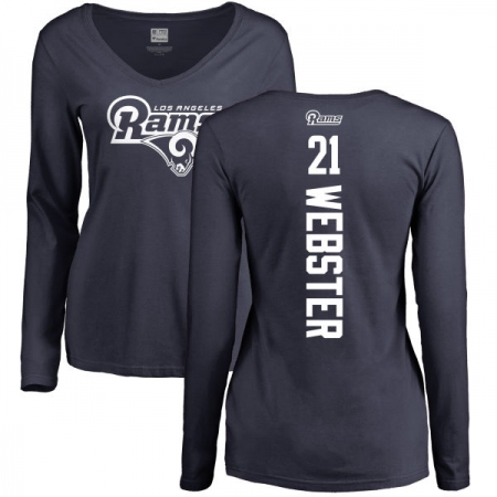 NFL Women's Nike Los Angeles Rams #21 Kayvon Webster Navy Blue Backer Slim Fit Long Sleeve T-Shirt