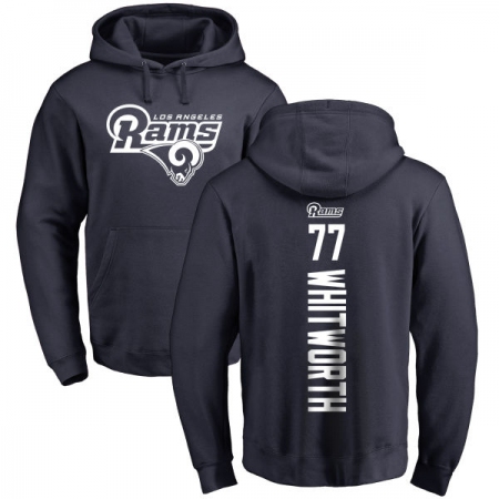 NFL Nike Los Angeles Rams #77 Andrew Whitworth Navy Blue Backer Pullover Hoodie