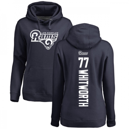 NFL Women's Nike Los Angeles Rams #77 Andrew Whitworth Navy Blue Backer Pullover Hoodie
