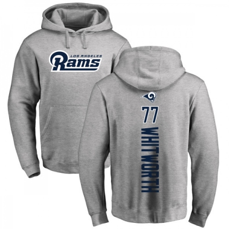 NFL Nike Los Angeles Rams #77 Andrew Whitworth Ash Backer Pullover Hoodie