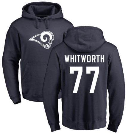 NFL Nike Los Angeles Rams #77 Andrew Whitworth Navy Blue Name & Number Logo Pullover Hoodie