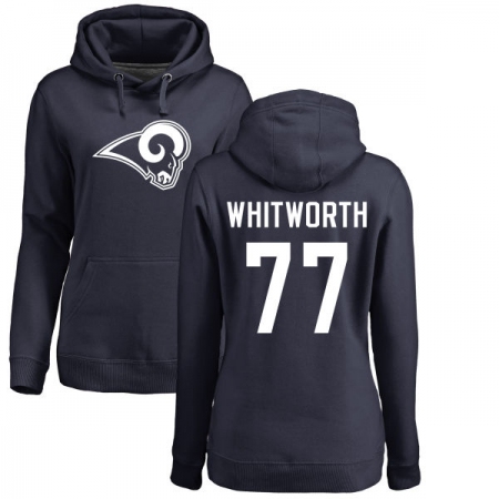 NFL Women's Nike Los Angeles Rams #77 Andrew Whitworth Navy Blue Name & Number Logo Pullover Hoodie