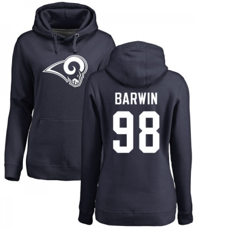 NFL Women's Nike Los Angeles Rams #98 Connor Barwin Navy Blue Name & Number Logo Pullover Hoodie