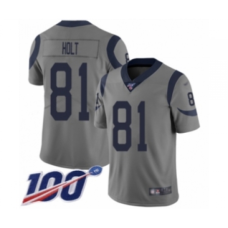 Youth Los Angeles Rams #81 Torry Holt Limited Gray Inverted Legend 100th Season Football Jersey