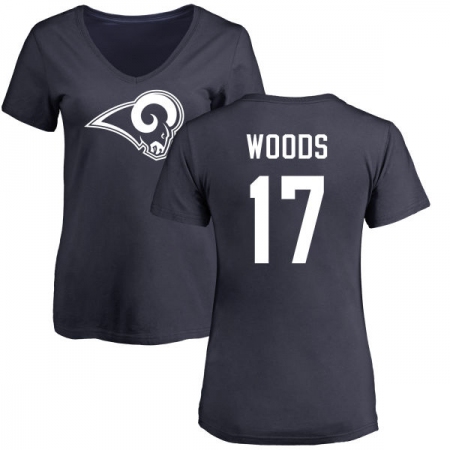 NFL Women's Nike Los Angeles Rams #17 Robert Woods Navy Blue Name & Number Logo Slim Fit T-Shirt