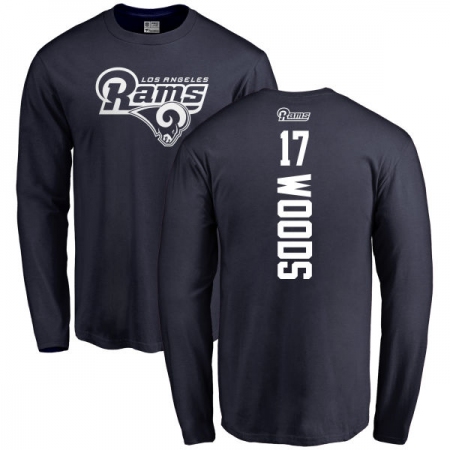 NFL Nike Los Angeles Rams #17 Robert Woods Navy Blue Backer Long Sleeve T-Shirt