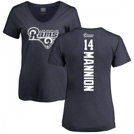 NFL Women's Nike Los Angeles Rams #14 Sean Mannion Navy Blue Backer T-Shirt