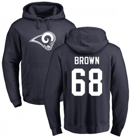 NFL Nike Los Angeles Rams #68 Jamon Brown Navy Blue Name & Number Logo Pullover Hoodie