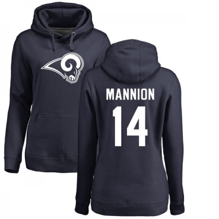 NFL Women's Nike Los Angeles Rams #14 Sean Mannion Navy Blue Name & Number Logo Pullover Hoodie