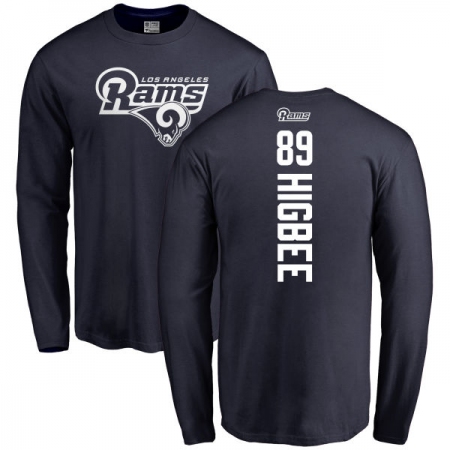 NFL Nike Los Angeles Rams #89 Tyler Higbee Navy Blue Backer Long Sleeve T-Shirt