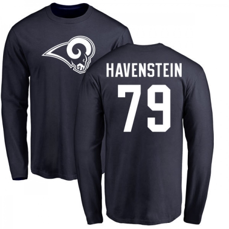 NFL Nike Los Angeles Rams #79 Rob Havenstein Navy Blue Name & Number Logo Long Sleeve T-Shirt