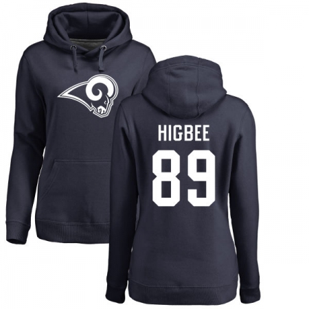 NFL Women's Nike Los Angeles Rams #89 Tyler Higbee Navy Blue Name & Number Logo Pullover Hoodie