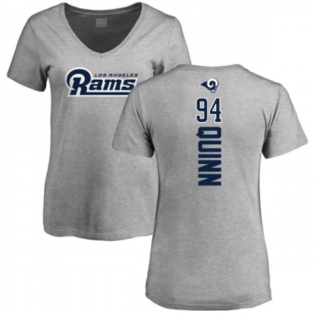 NFL Women's Nike Los Angeles Rams #94 Robert Quinn Ash Backer V-Neck T-Shirt