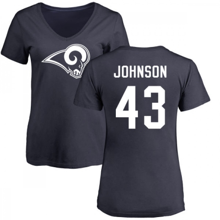 NFL Women's Nike Los Angeles Rams #43 John Johnson Navy Blue Name & Number Logo Slim Fit T-Shirt