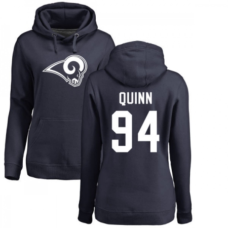 NFL Women's Nike Los Angeles Rams #94 Robert Quinn Navy Blue Name & Number Logo Pullover Hoodie