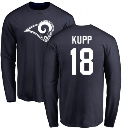 NFL Nike Los Angeles Rams #18 Cooper Kupp Navy Blue Name & Number Logo Long Sleeve T-Shirt