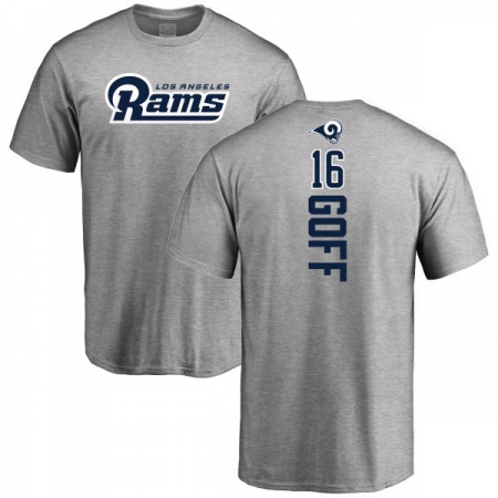 NFL Nike Los Angeles Rams #16 Jared Goff Ash Backer T-Shirt