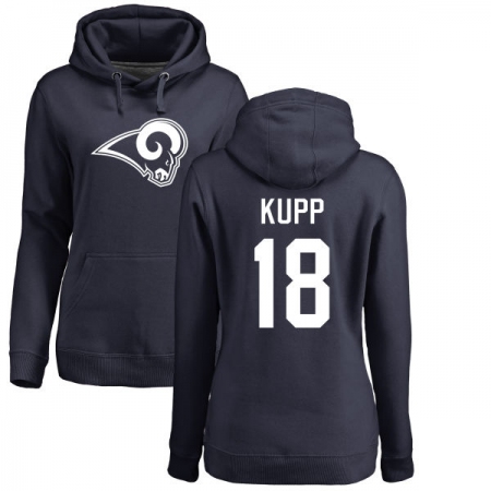 NFL Women's Nike Los Angeles Rams #18 Cooper Kupp Navy Blue Name & Number Logo Pullover Hoodie