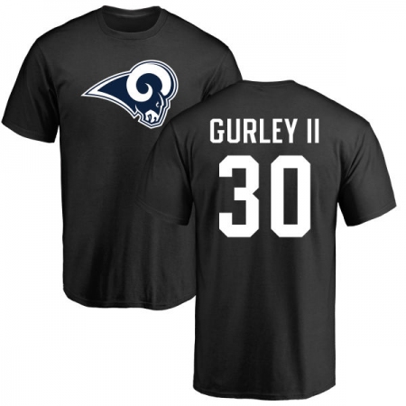 NFL Nike Los Angeles Rams #30 Todd Gurley Black Name & Number Logo T-Shirt