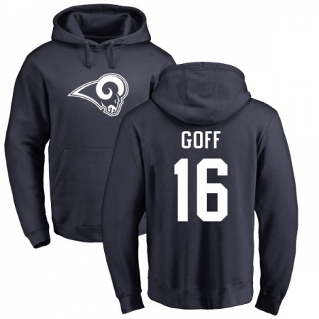 NFL Nike Los Angeles Rams #16 Jared Goff Navy Blue Name & Number Logo Pullover Hoodie