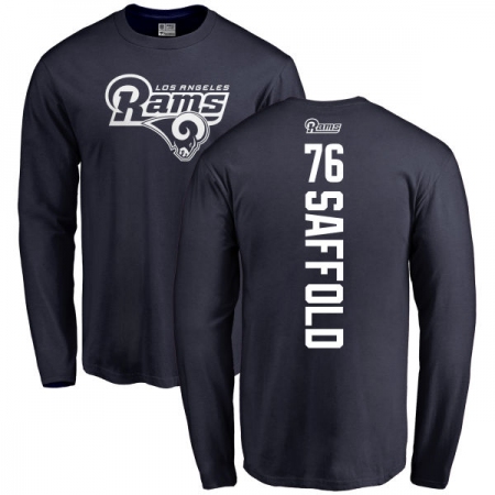 NFL Nike Los Angeles Rams #76 Rodger Saffold Navy Blue Backer Long Sleeve T-Shirt