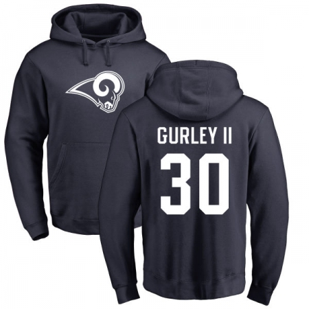 NFL Nike Los Angeles Rams #30 Todd Gurley Navy Blue Name & Number Logo Pullover Hoodie