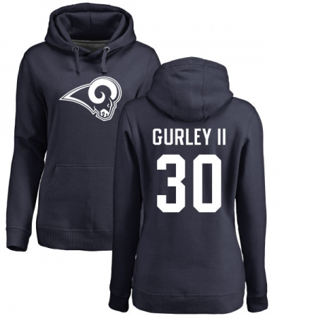 NFL Women's Nike Los Angeles Rams #30 Todd Gurley Navy Blue Name & Number Logo Pullover Hoodie
